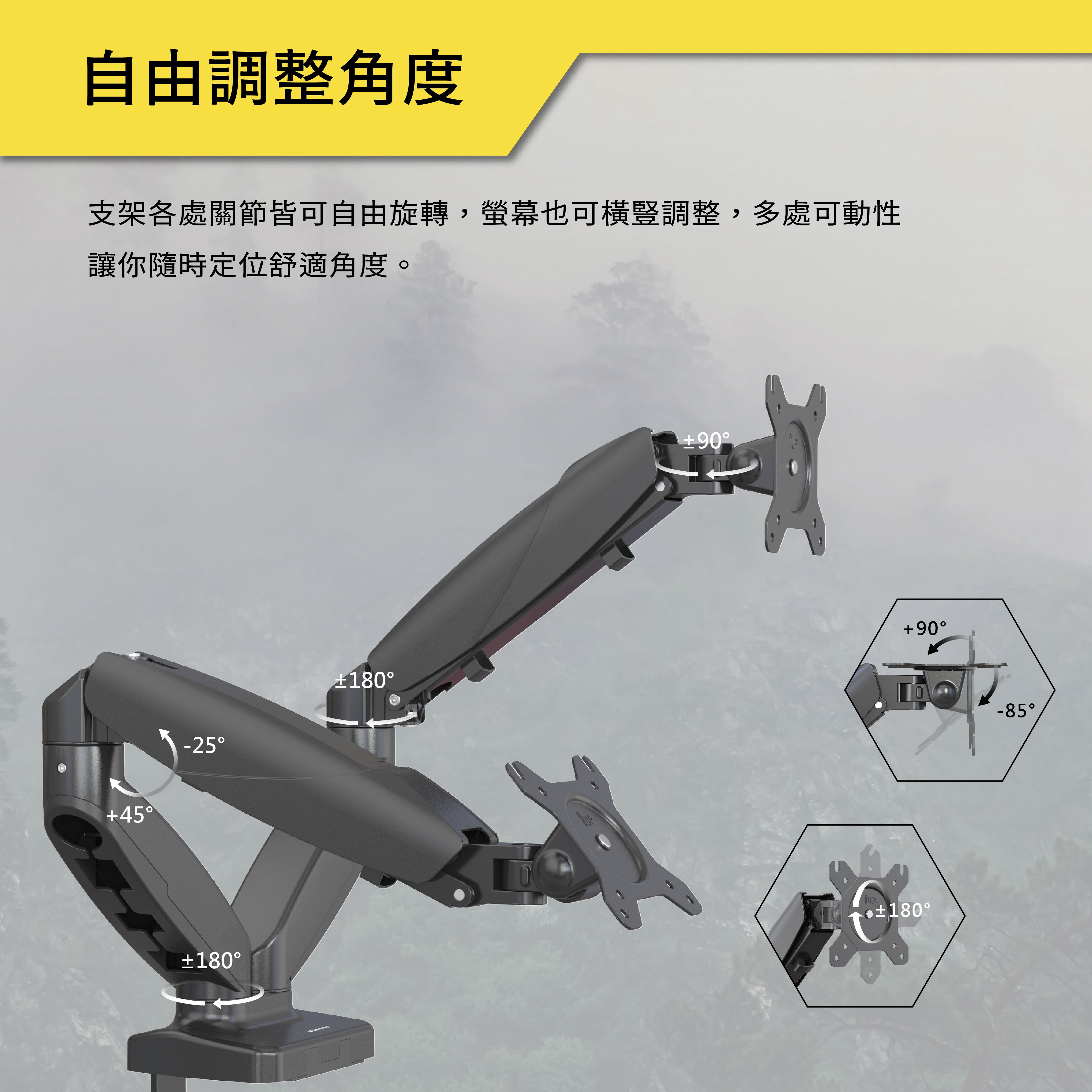 薩摩頓 SAMOTON MVO-2-2S 氣壓式雙螢幕支架
